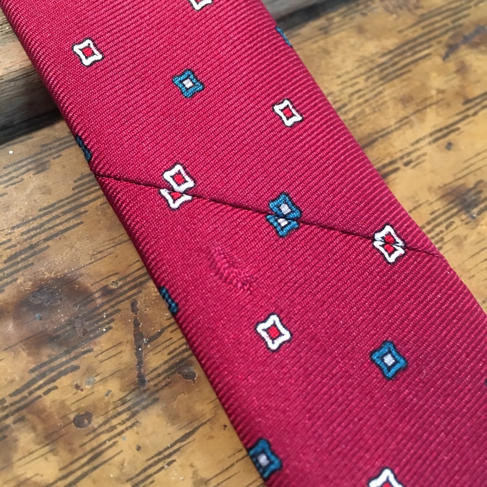 Christian Dior Red Pattern Mens Tie - Picture 7 of 8
